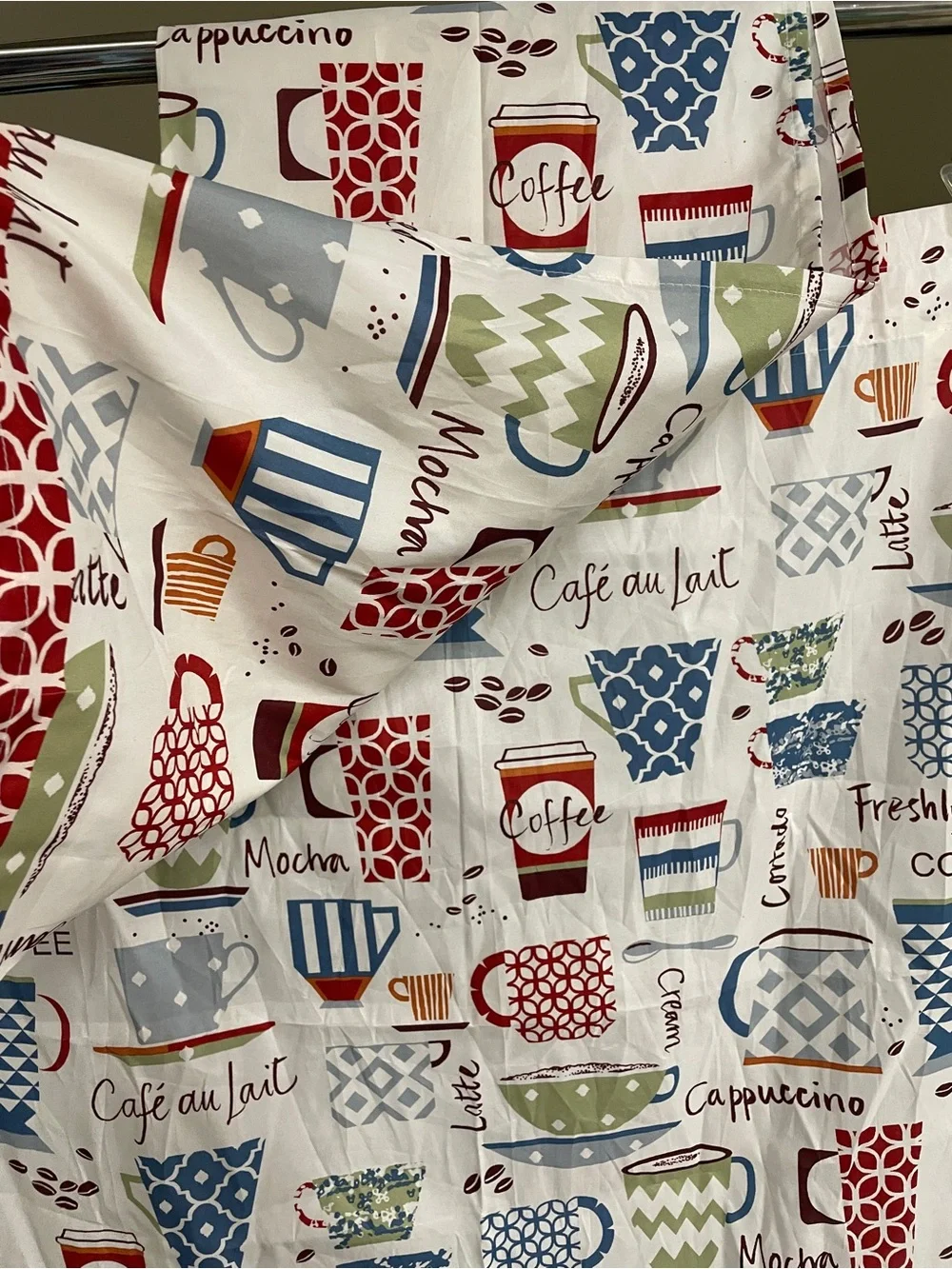 Cute kitchen curtains set cafe coffee 2 panels